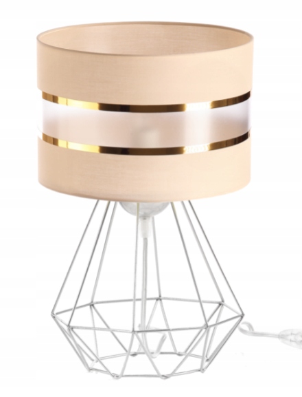 Lampka Nocna Stołowa Diament Vire Mat Abażur Beż E27