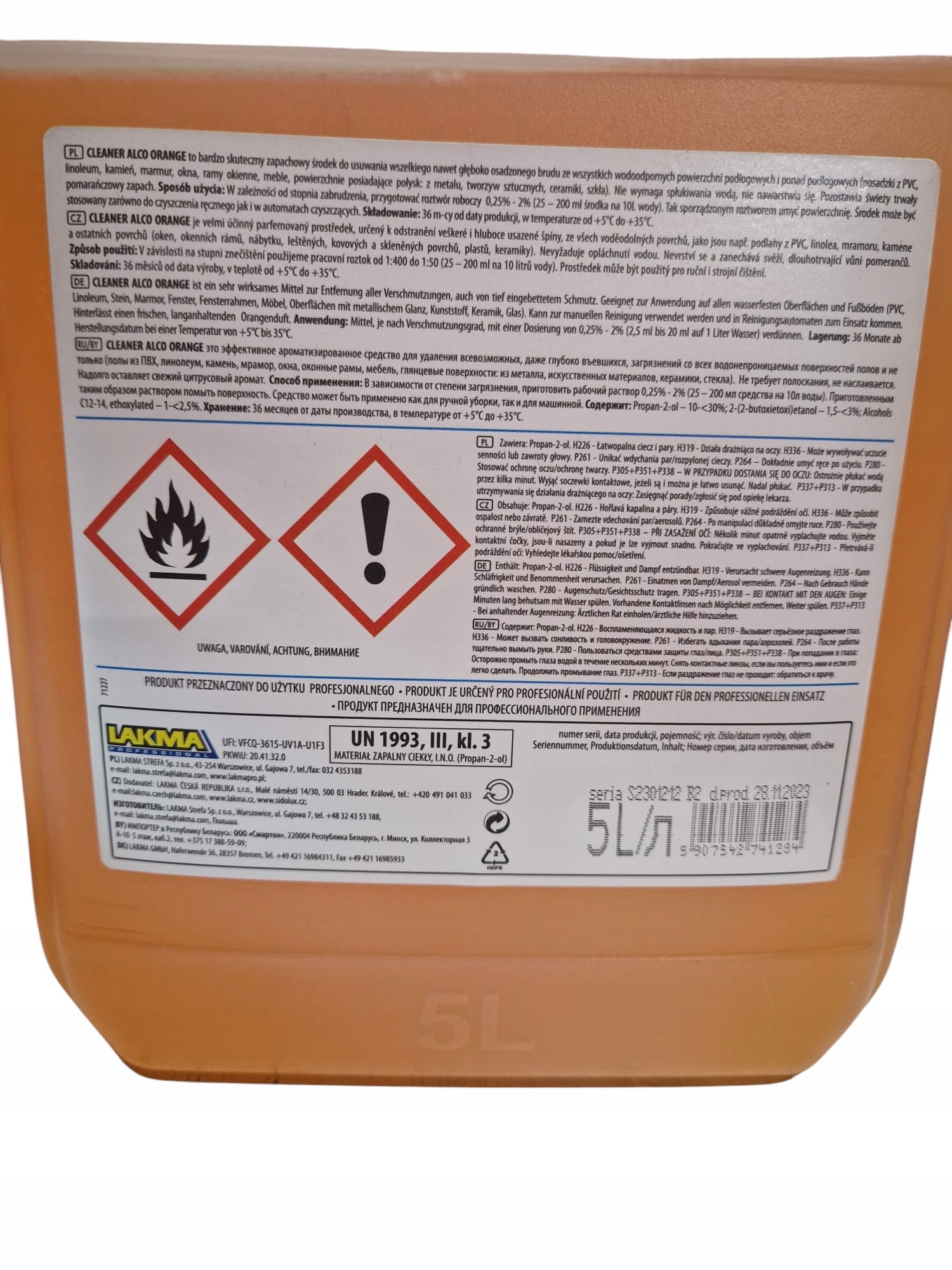 Tekutý čistič Alco 5L Lakma Orange 1 Ks