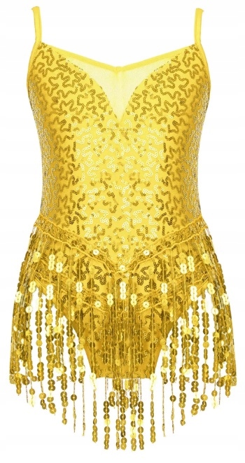 Šaty Latino Body Tunika Kostým Gymnastika Flitry Zlatá 122/128