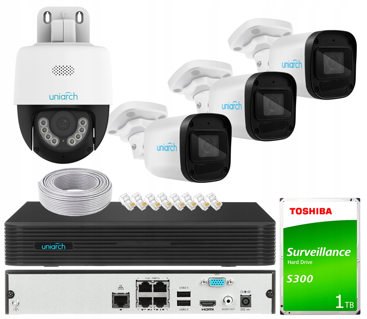 Zestaw Monitoringu IP Zewnętrzny 4 Kamery IR30 LED