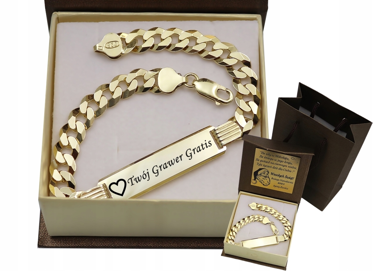 Zlatý Plný Pánský Náramek Pancíř S Plechem Pr 925 585 Gravírování Bonus