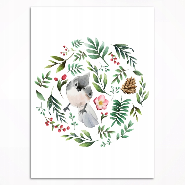 Křížková výšivka Plakát Ptáček a listy 50 x 70 cm