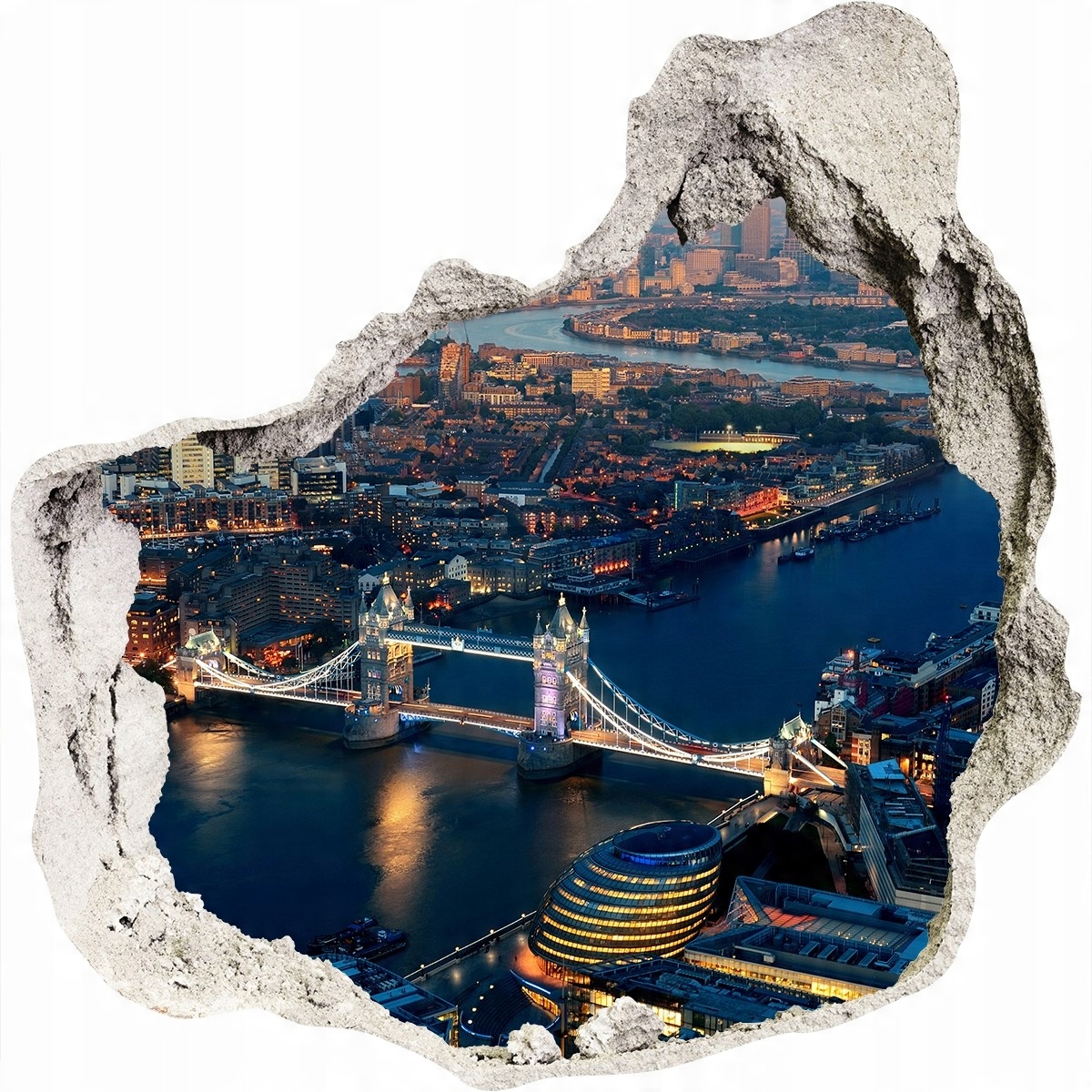 

Fototapeta dziura na ścianę 3d Londyn z lotu ptaka