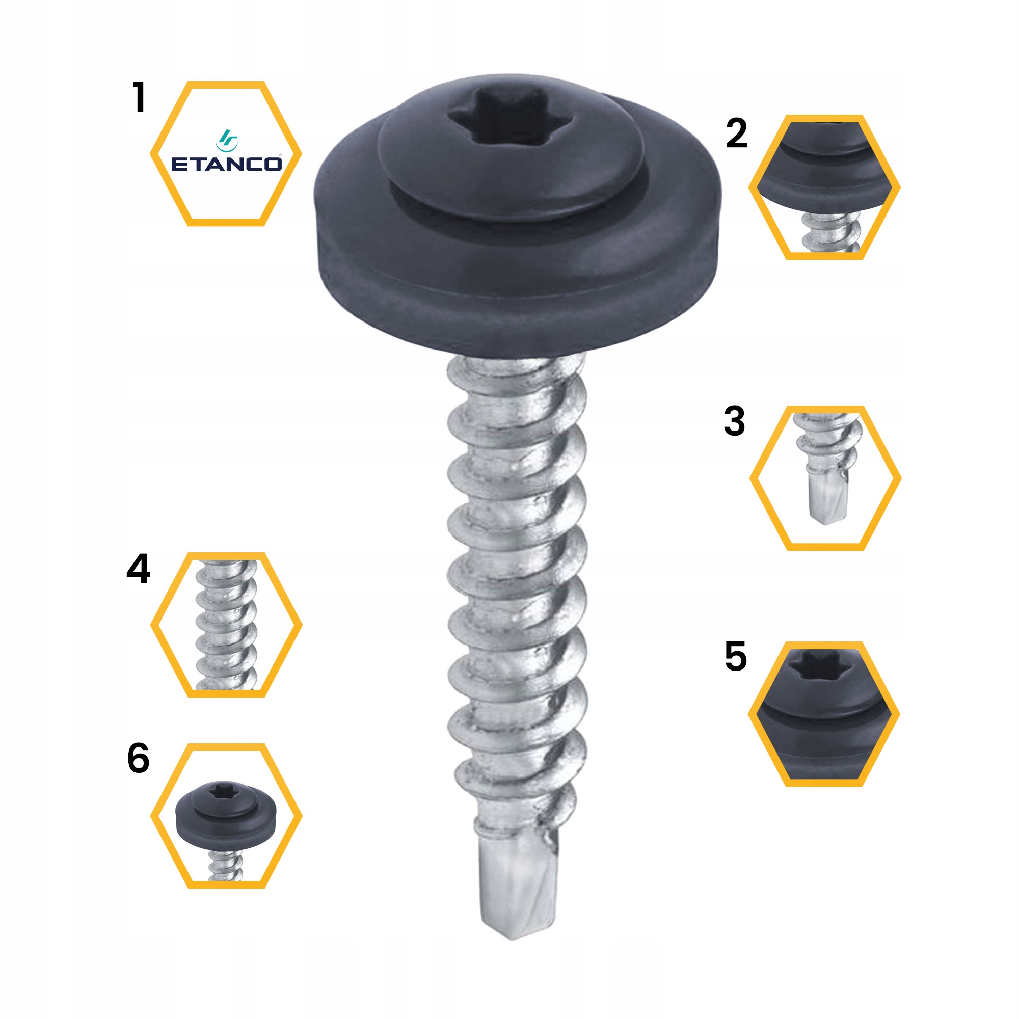 WKRĘTY FARMERSKIE ETANCO 7016 4,8X35 TORX 250szt Średnica wkręta 4.8 mm