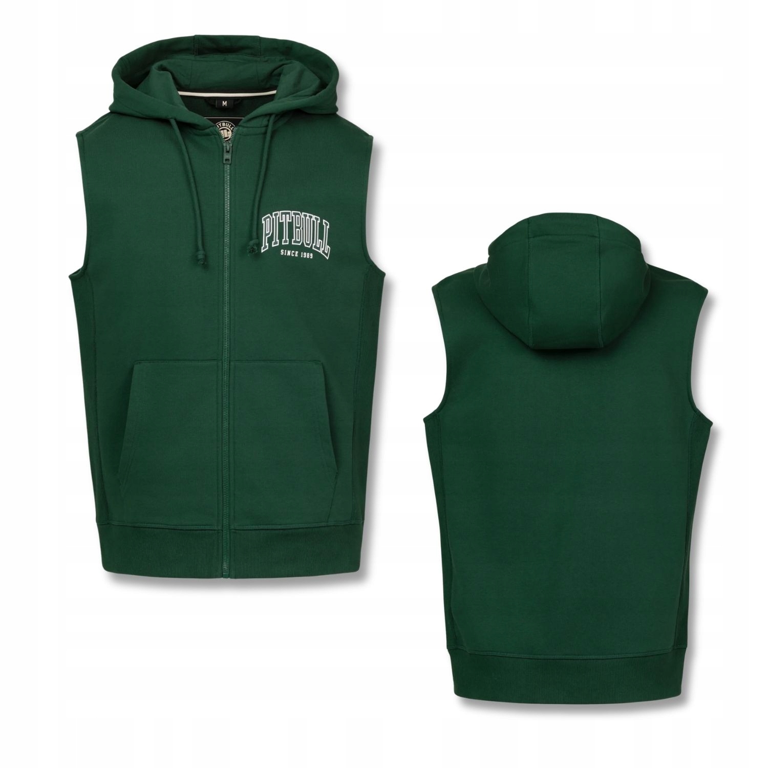 Bunda Bez Rukávů rozepínací s kapucí Pitbull Bavlněná vesta Badger M