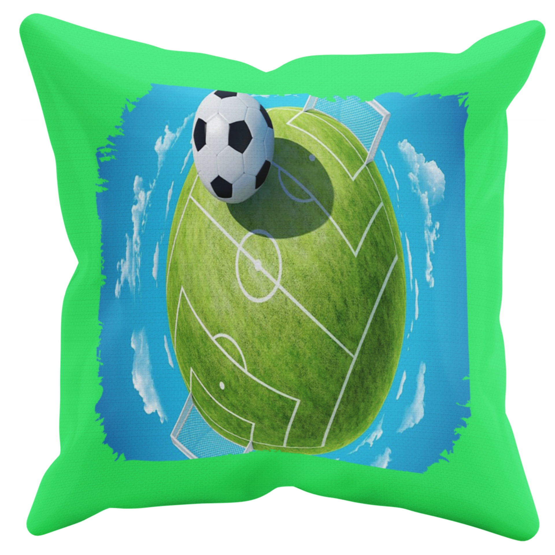 POSZEWKA NA PODUSZKĘ JAŚKA DO PRZEDSZKOLA PIŁKA NOŻNA + IMIĘ GRATIS Kolor dominujący odcienie zieleni