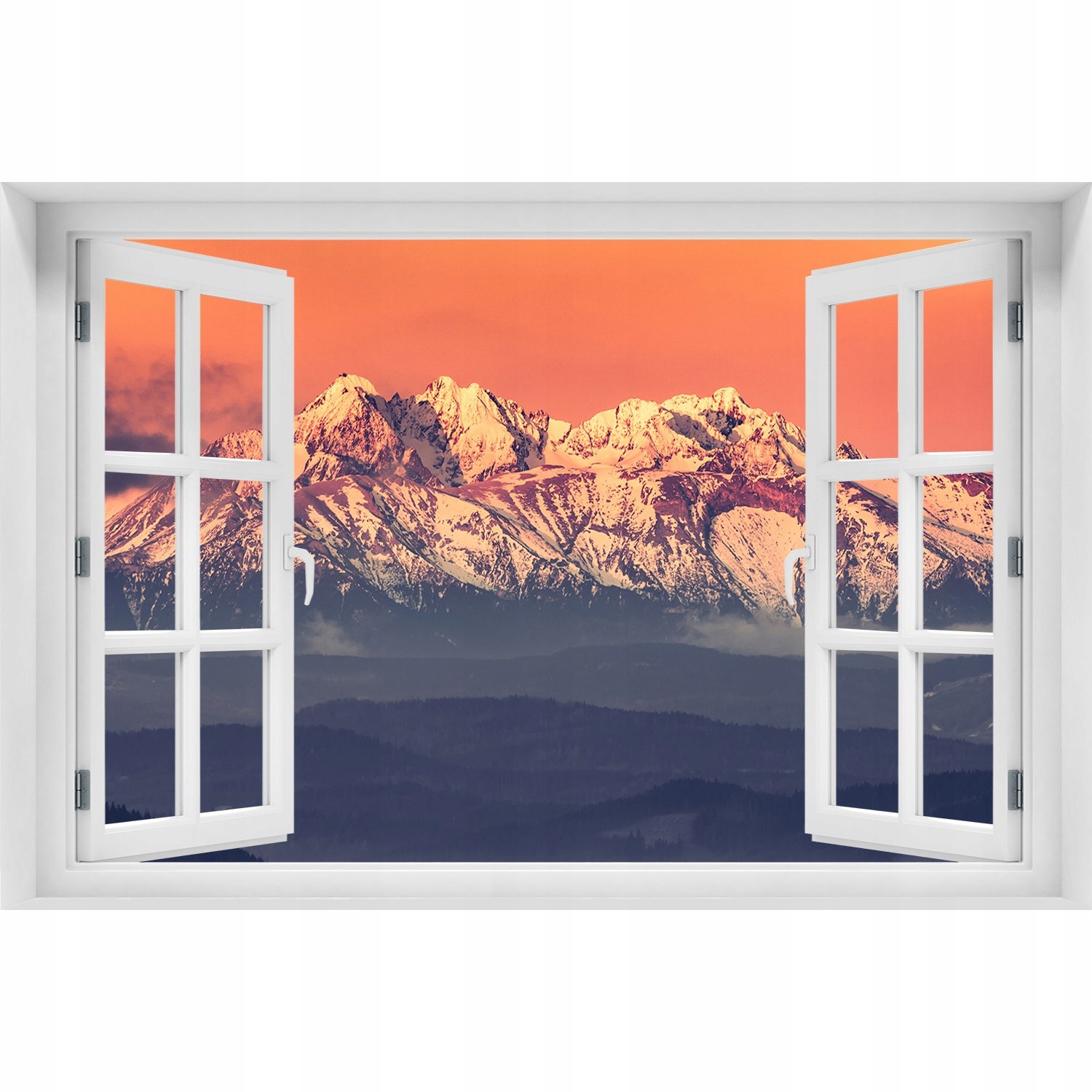 

3D Okno Naklejka na ścianę Wschód słońca Tatry
