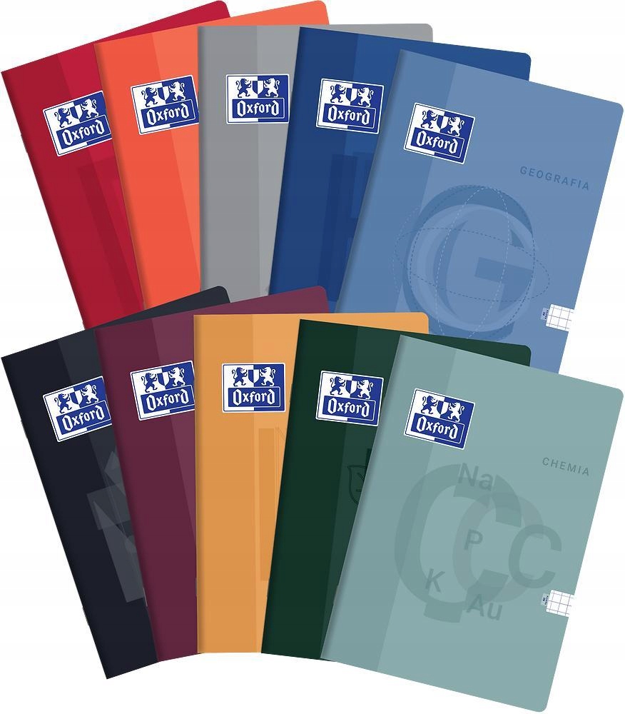 Komplet Zeszyty Tematyczne Przedmiotowe Oxford 10 Sztuk Zestaw Papier 90G