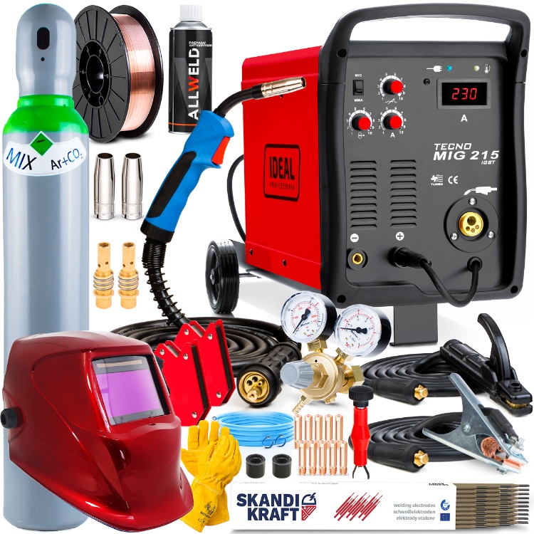 Invertorová Svářečka Ideal Tecno Mig 215 Mma Digital Mma 230V 200A Sada