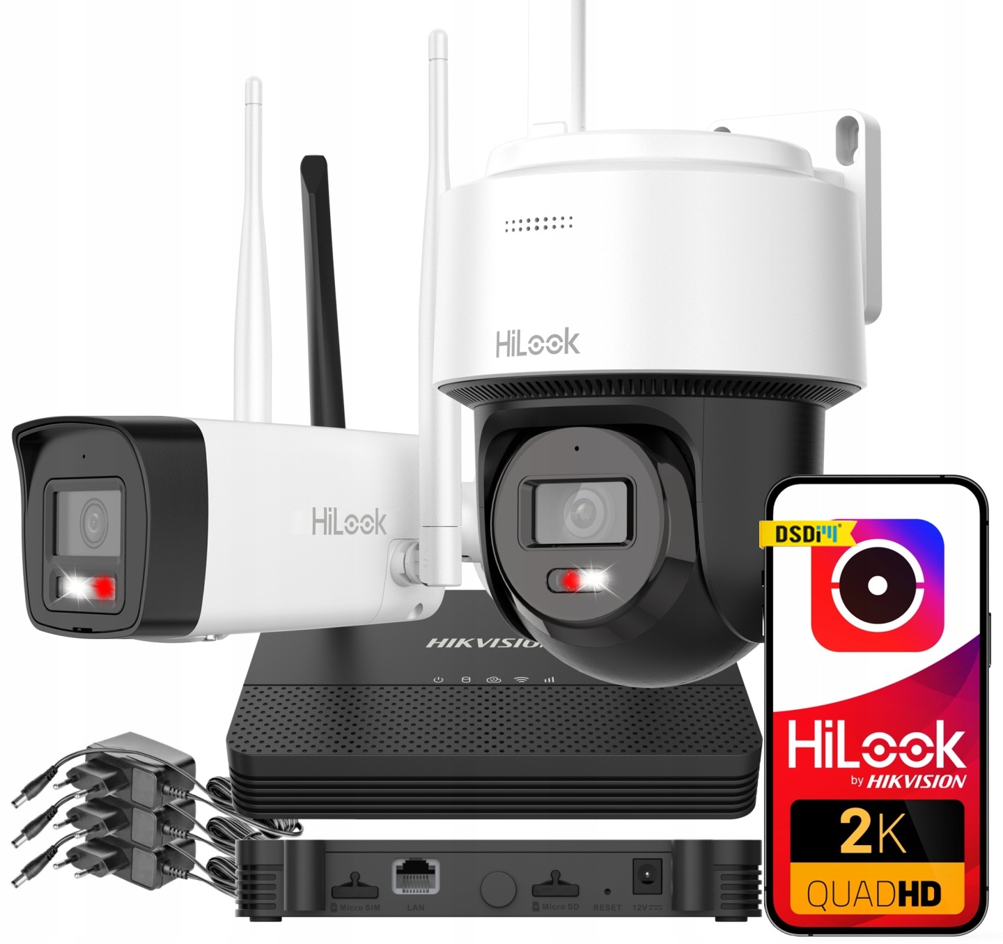 WiFi monitorovací sada 4MPx EasyLink HiLook od Hikvision IKS-2044BPH-PH/W