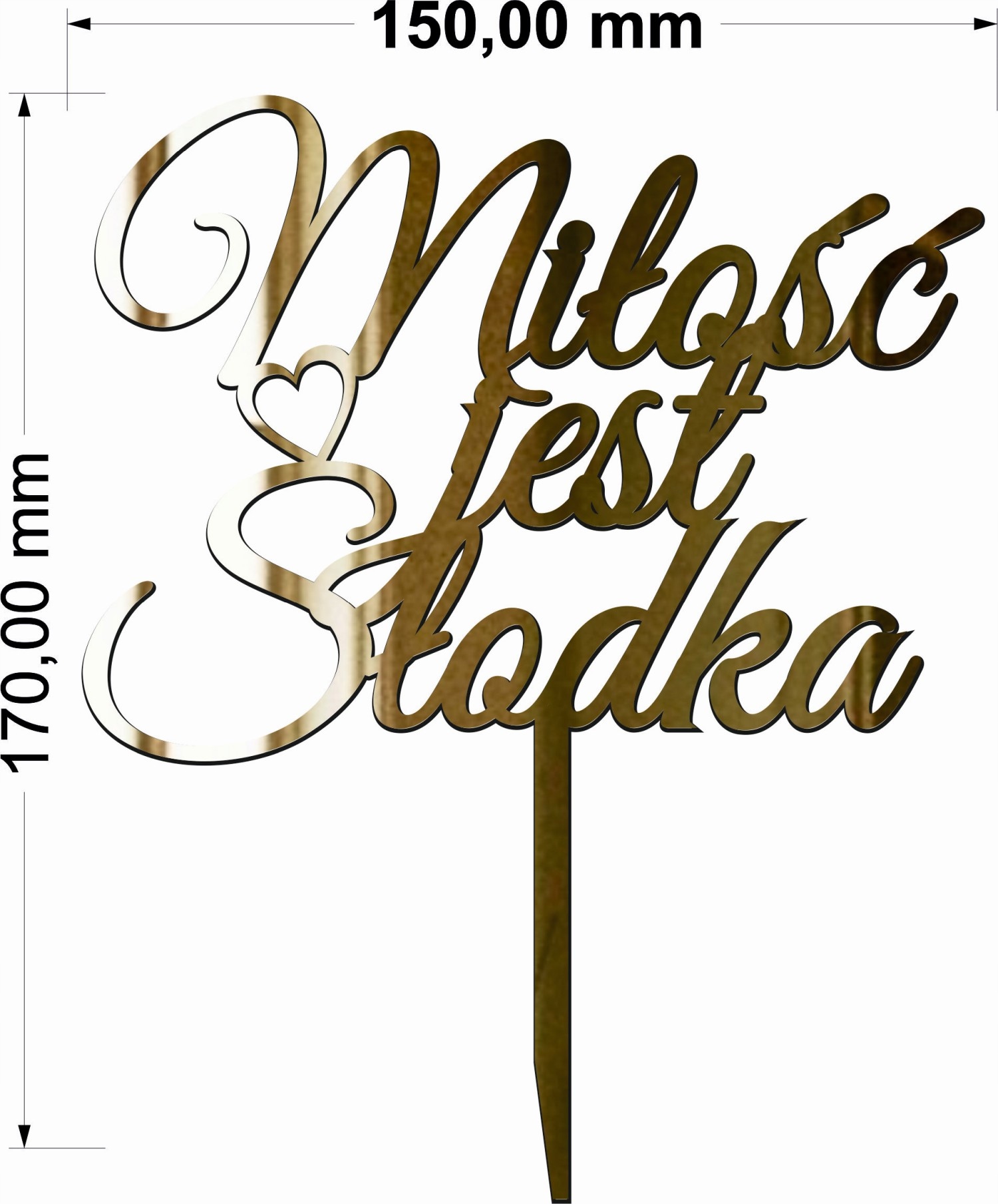 Topper Miłość Jest Słodka - Złote Lustro Rodzaj topper