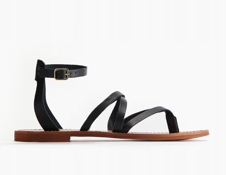H&m Dámské Klasické Kožené Sandály Černé 39 Y6C