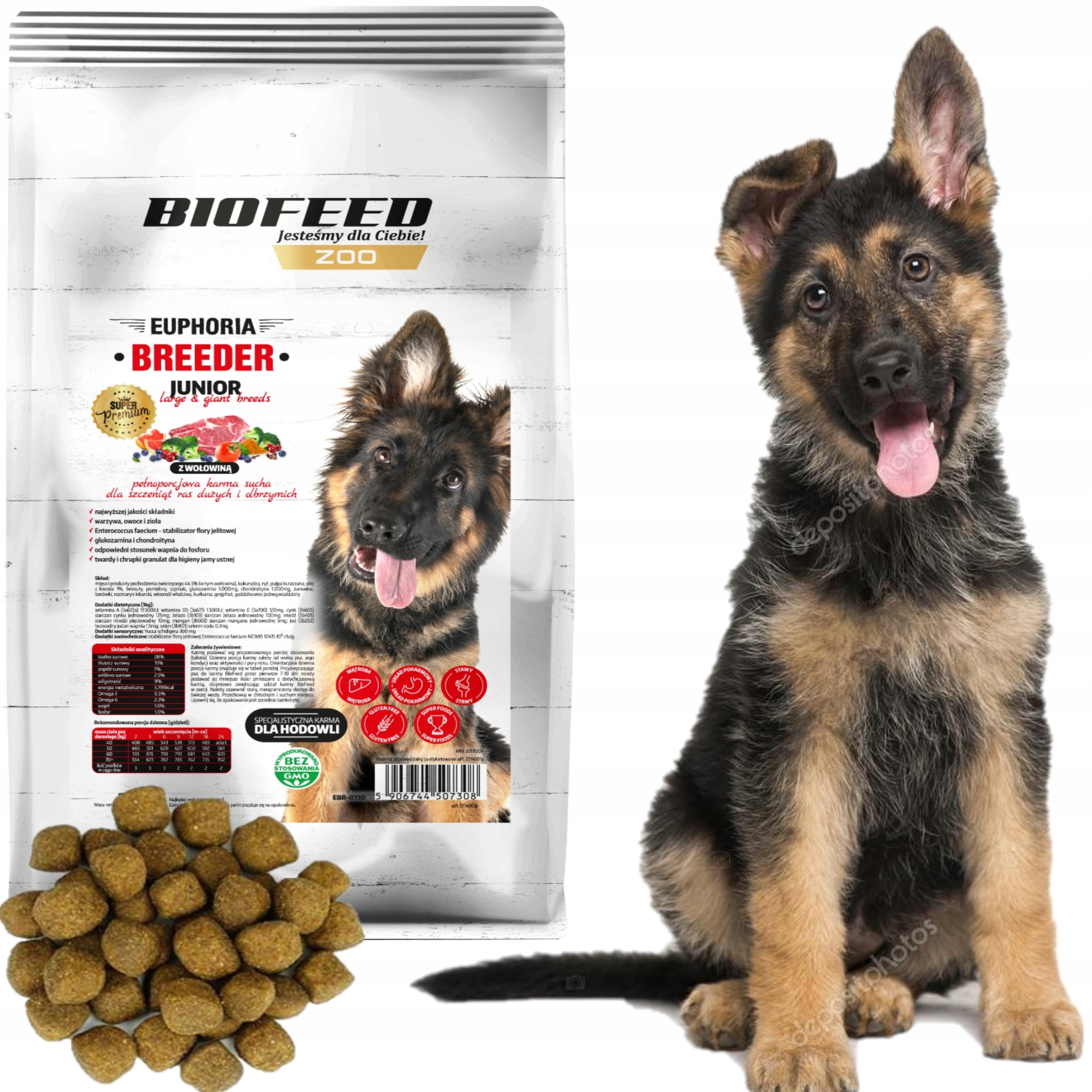 Sucha Karma Dla Psa Młodego Biofeed Rasy Duże I Średnie 15KG