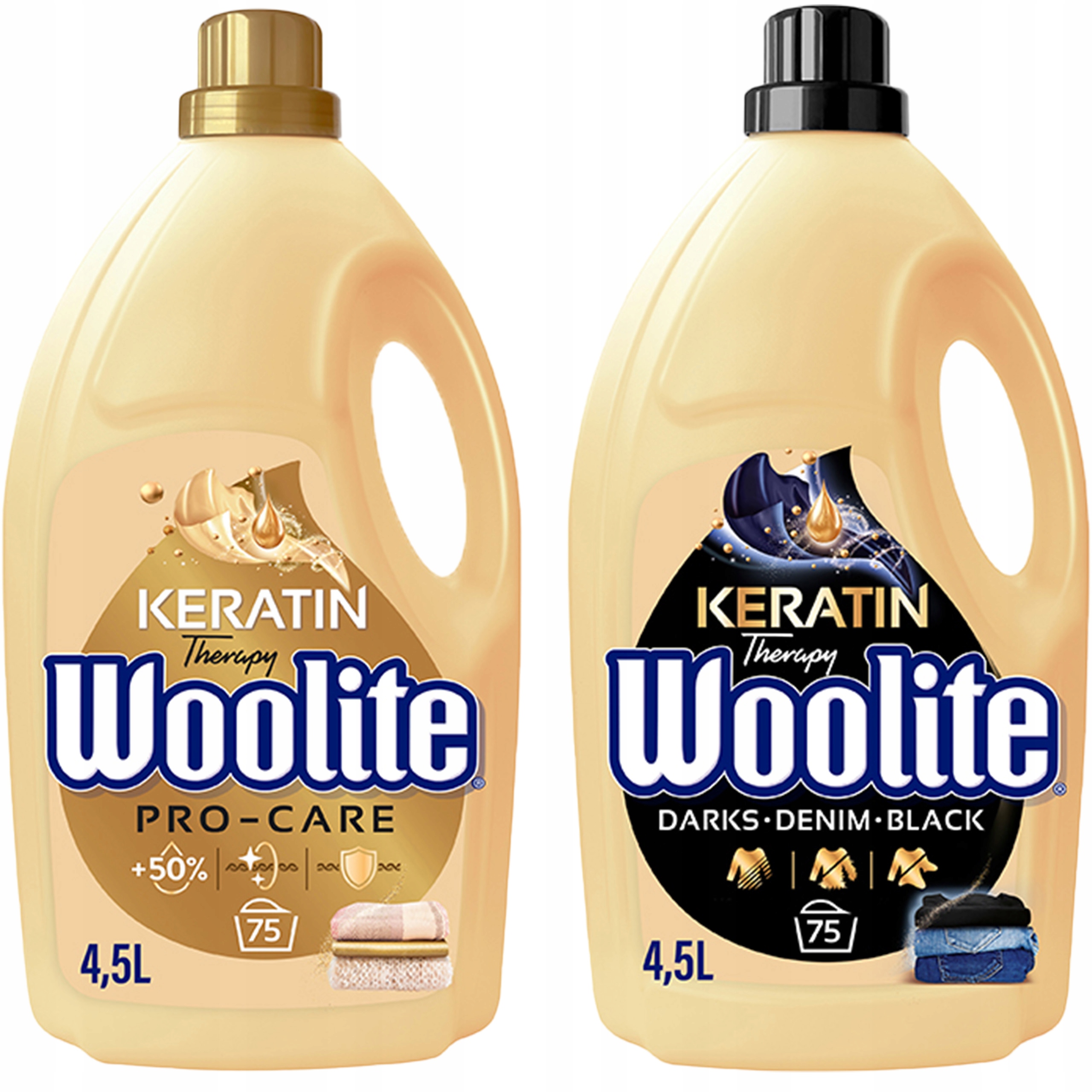 Levně Woolite Set MIX Tekutý Prací Prostředek Černý A Bílý S Keratinem 2X 4.5L