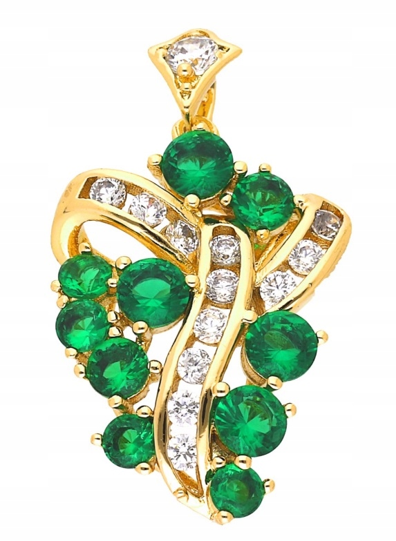 ZAWIESZKA POZŁACANA SZMARAGDOWA 29/18 MM