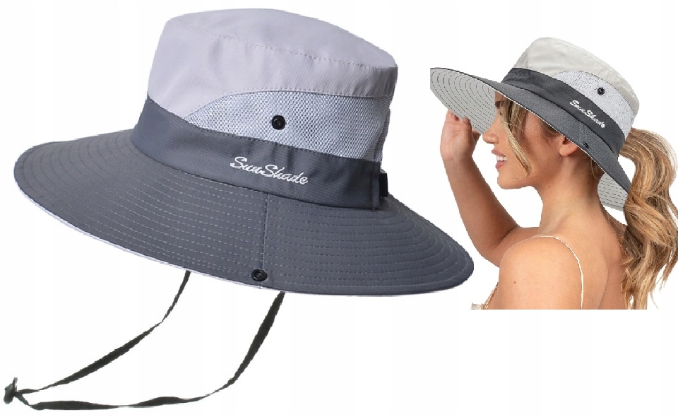 KAPELUSZ DAMSKI LETNI PRZECIWSŁONECZNY Z MIEJSCEM NA KUCYK KITKĘ CZAPKA Wzór dominujący bez wzoru