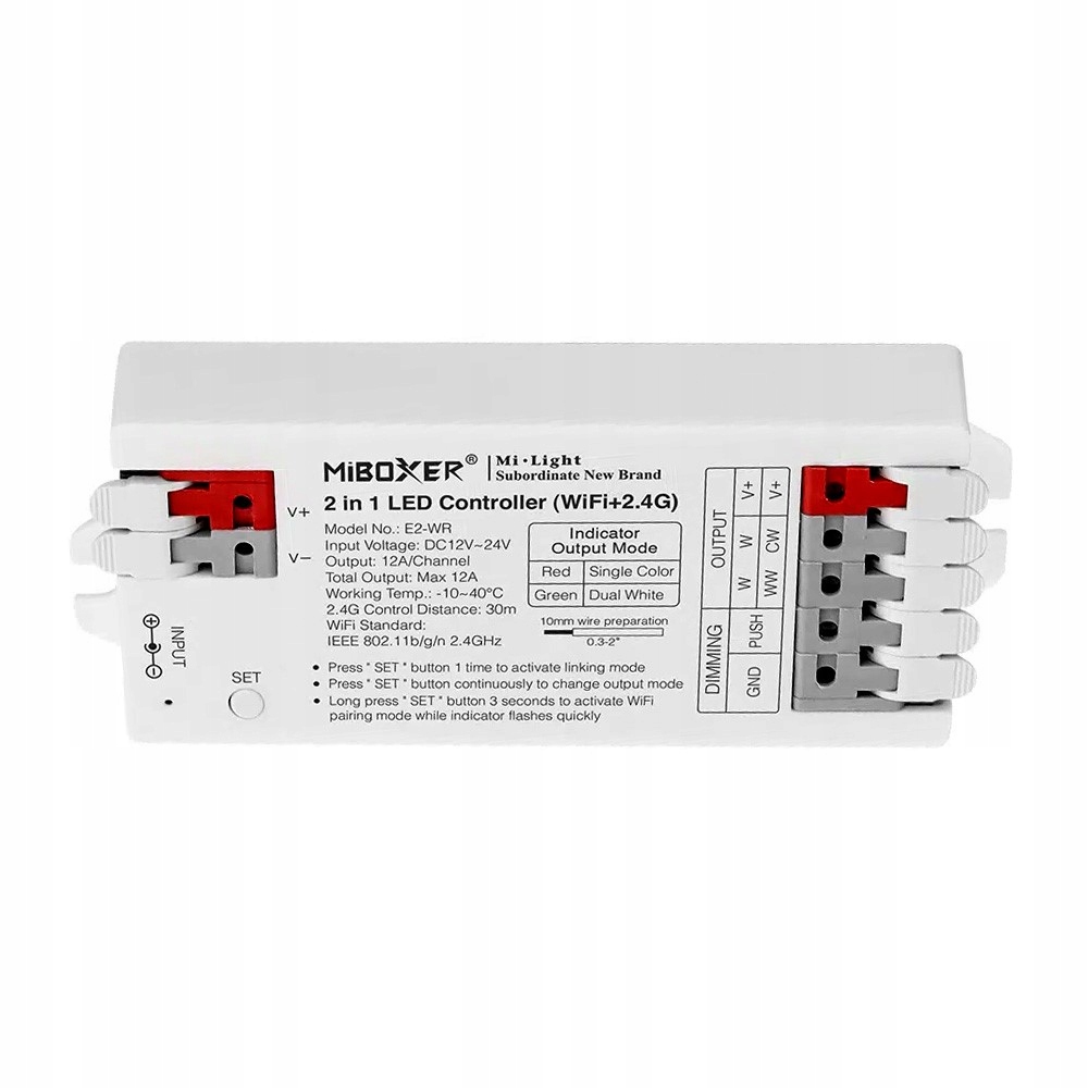 Sterownik Miboxer E2-WR 2W1 Szybkozłącza Taśma Mono Cct 12V24 12A Wifi Tuya