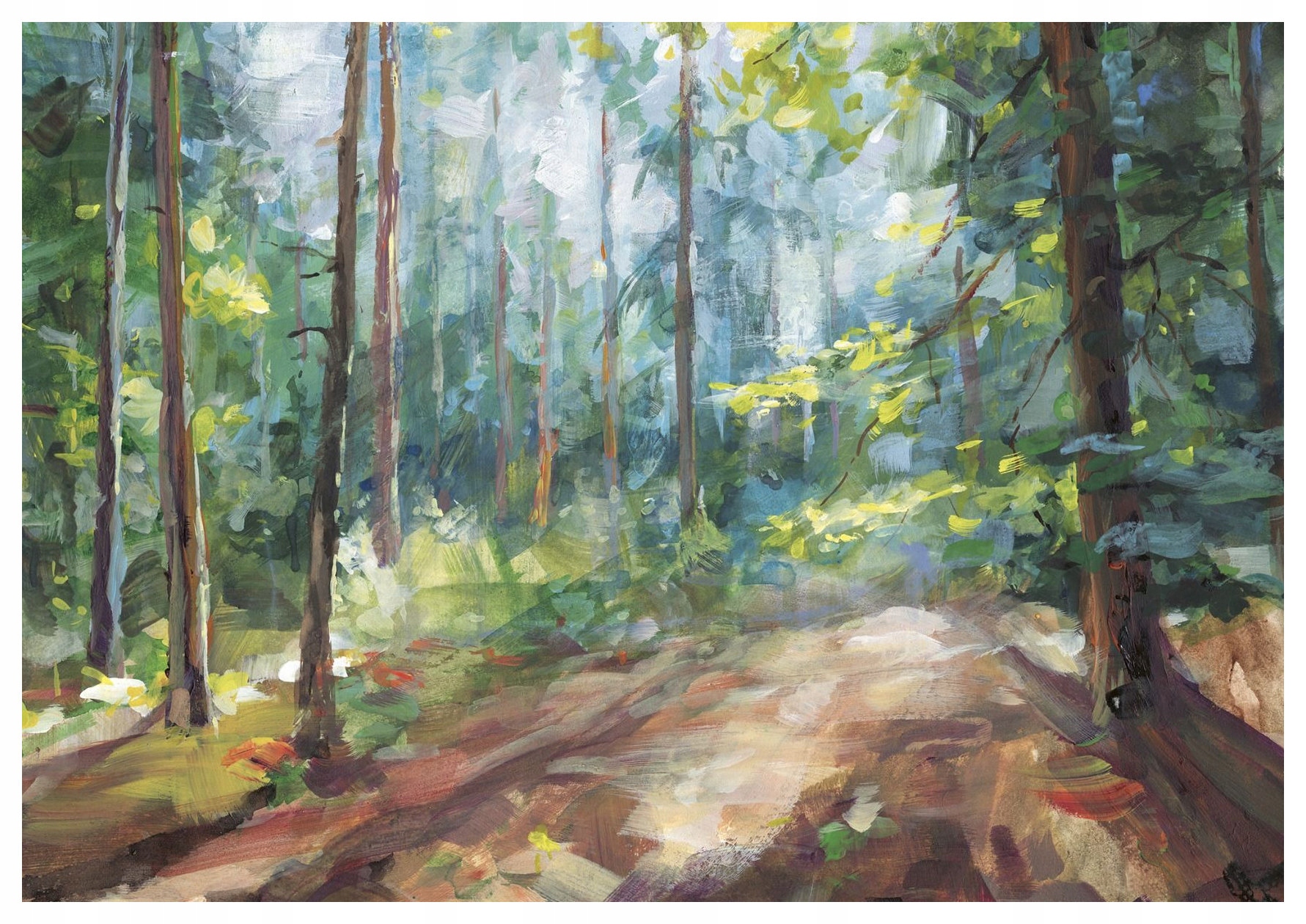 Fototapeta Lesní stezka Světlo Stíny Ráno Stromy 200x140 lepidlo