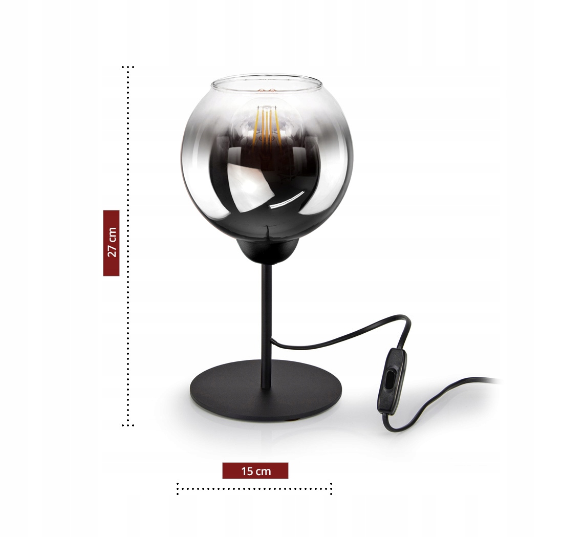 Lampka Nocna Dekoracyjna Kula Grafit Transparent Typ nocna stołowa