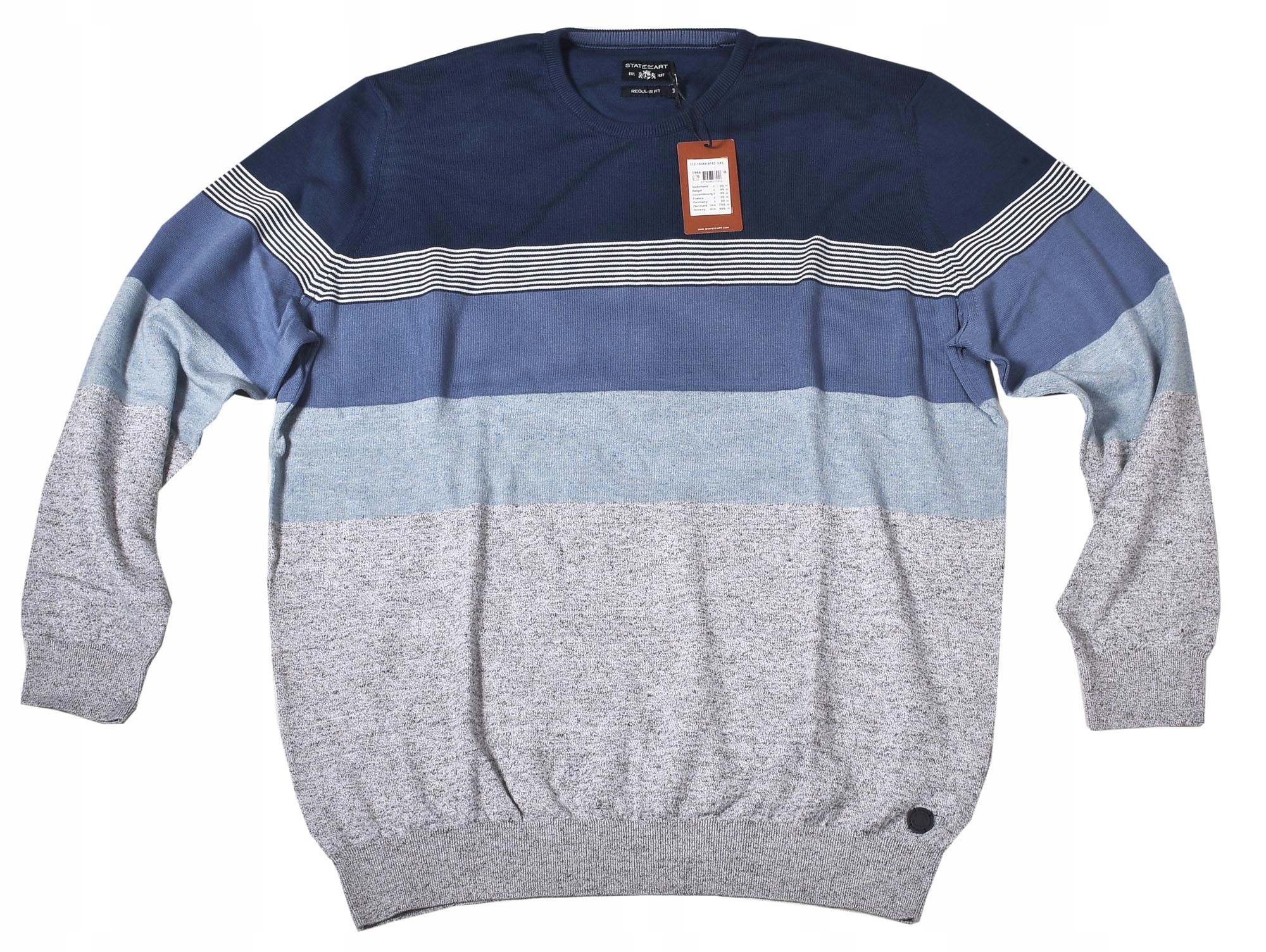 

State Of Art sweter v-neck duży bawełna paski 3XL