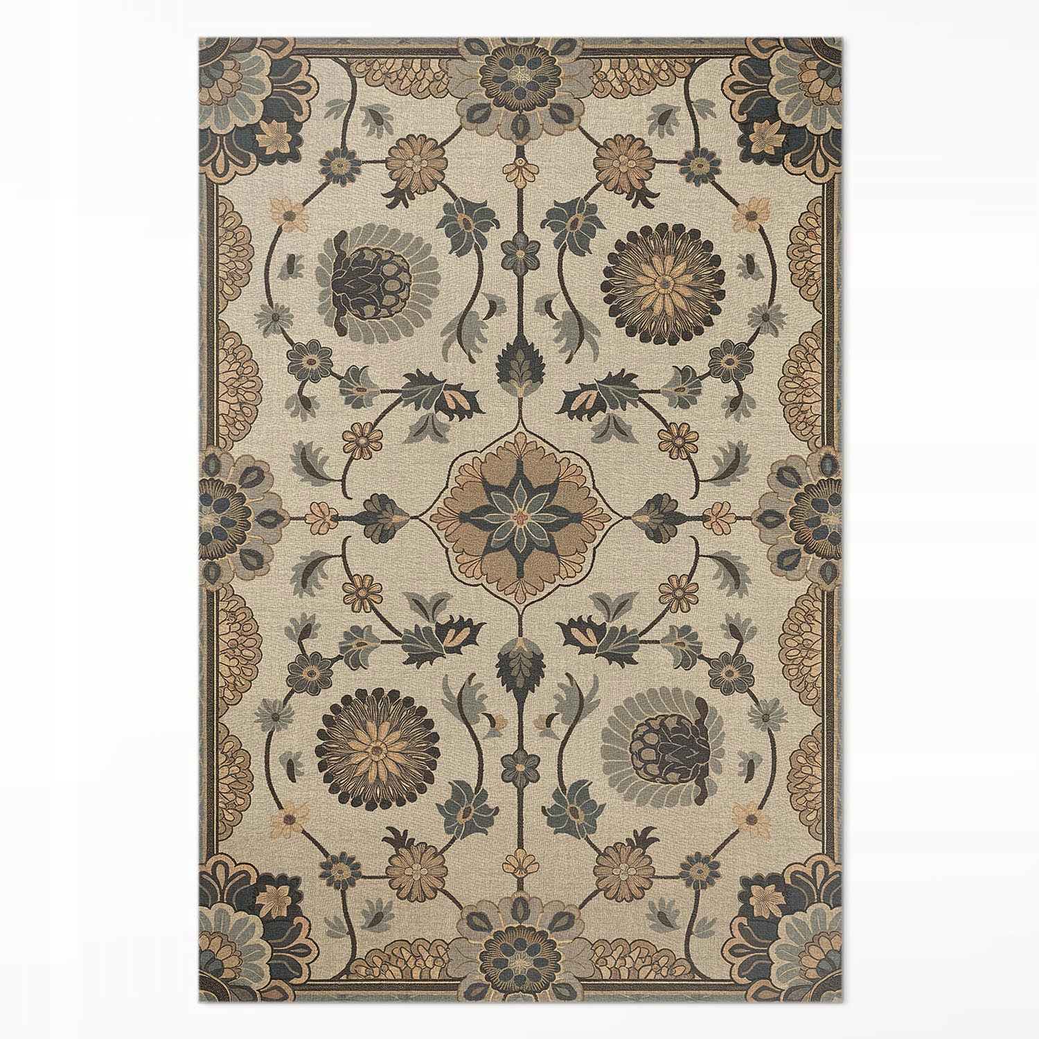 Pvc koberec do domu Ozdobné kvety a rastliny vo vintage štýle Veľký 140 x 210 cm