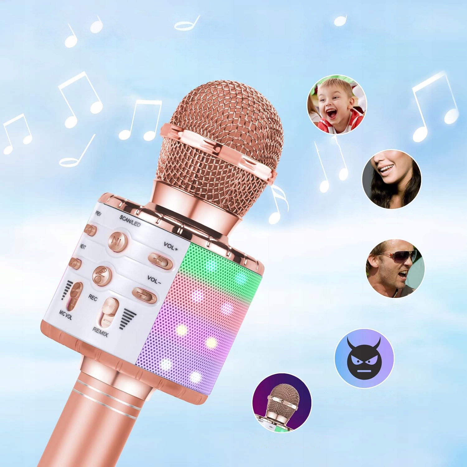 MIKROFON DO KARAOKE WS-858L RÓŻOWE ZŁOTO Z LINIA MIKROFON BT BEZPRZEWODOWY Kod producenta snu3127a