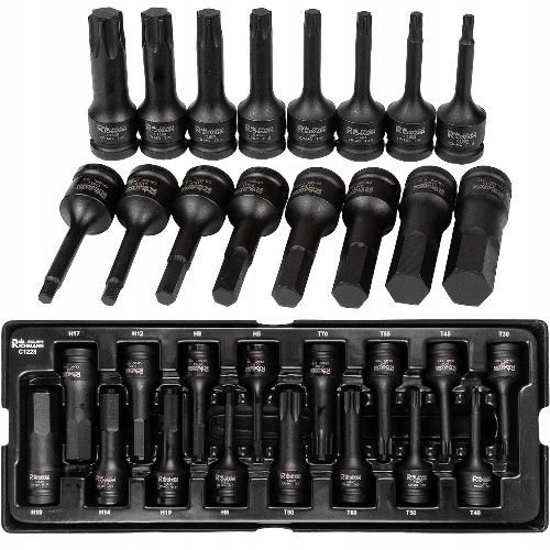 Sada Udarových Bitů 1/2' 78MM Imbus H5-H19, Torx T30-T80 16 Dílů