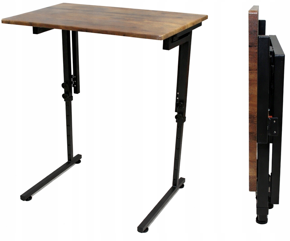 Stolik przyłóżkowy dla seniora 52×38 cm, regulacja 7 poziomów, składany