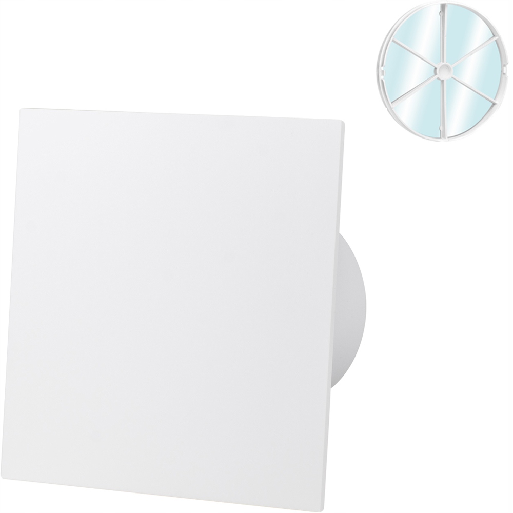 Ventilátor Se Zpětným Ventilem Abs Bílý Lesk Časovač Senzor Vlhkosti Fi 125