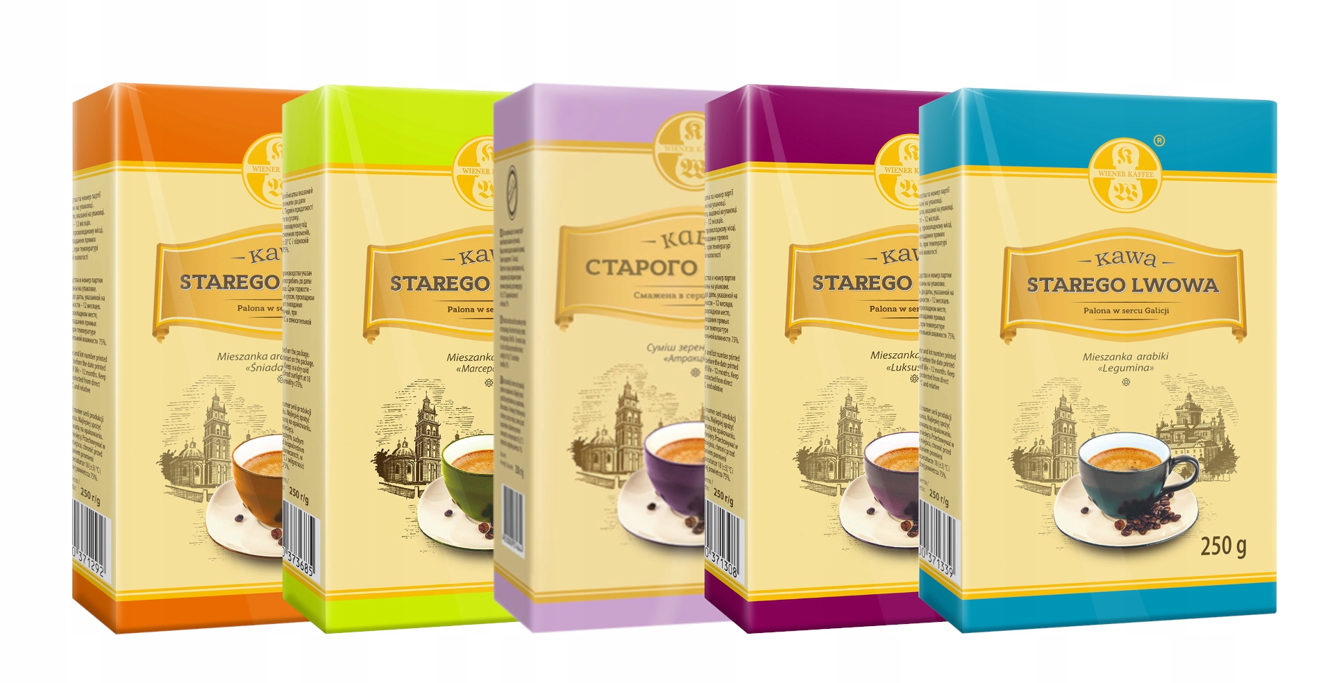 Zestaw Kawy Mielonej 5 smaków 5x 250g Starego Lwowa