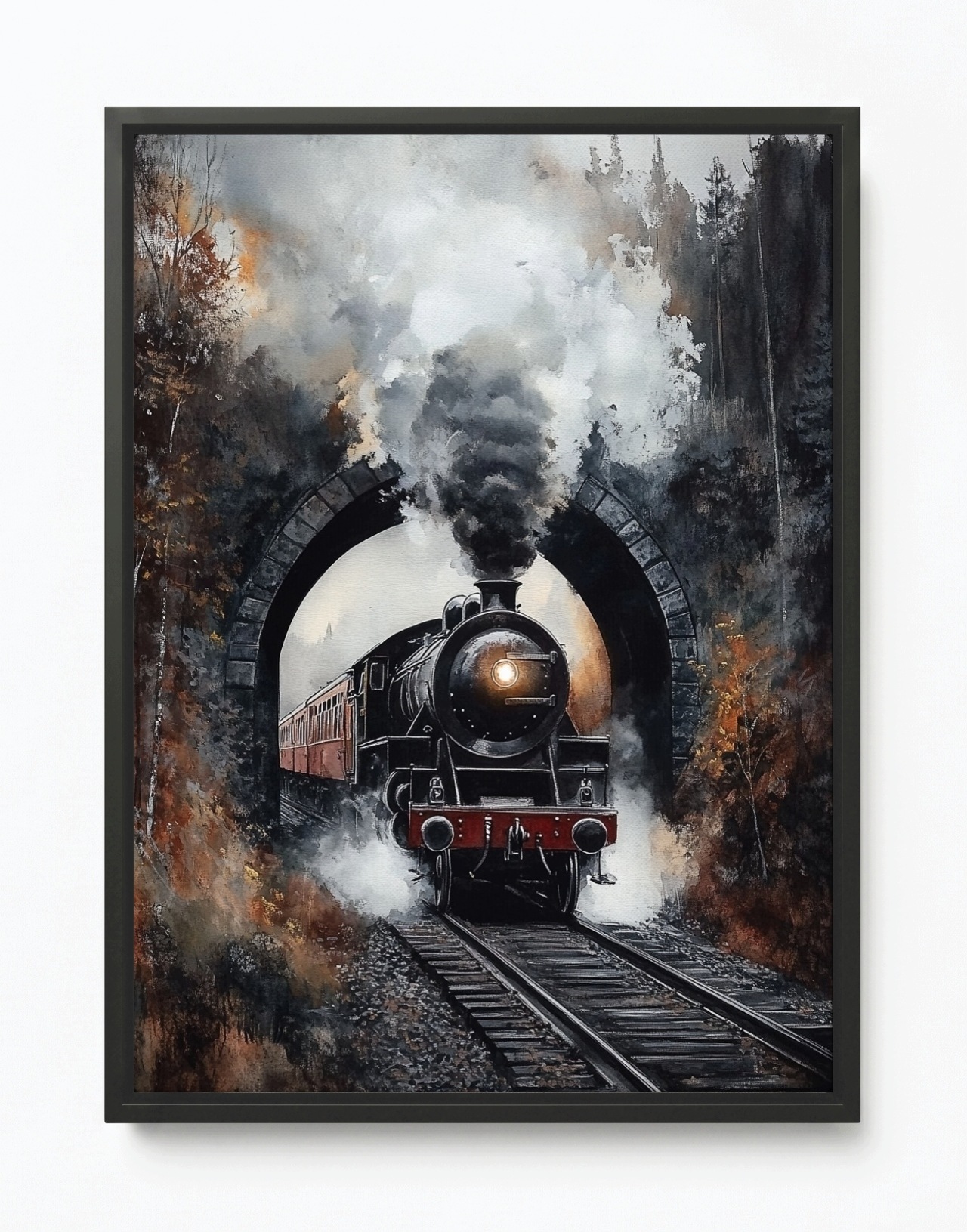 Obraz Rám American Box Parní Vlak Tunel Podzim Vintage Retro 75x100