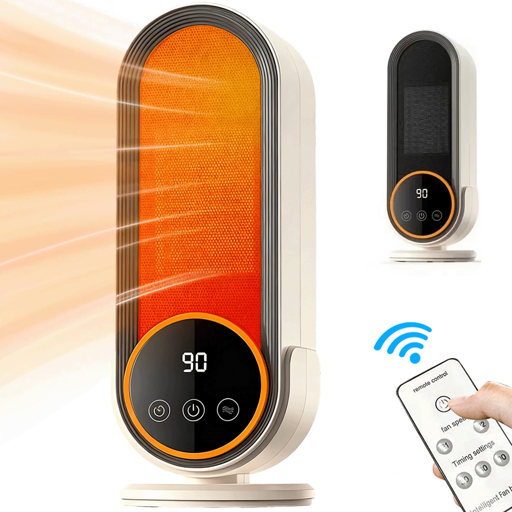 Farelka Přenosný Keramický Termoventilátor S Dálkovým Ovládáním, Časovač 2 Úrovně 1200 W