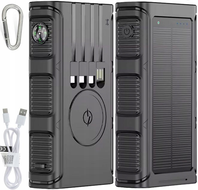 Powerbank Survivalowy Solarny Indukcja Ładowarka 36000mAh 2x Latarka