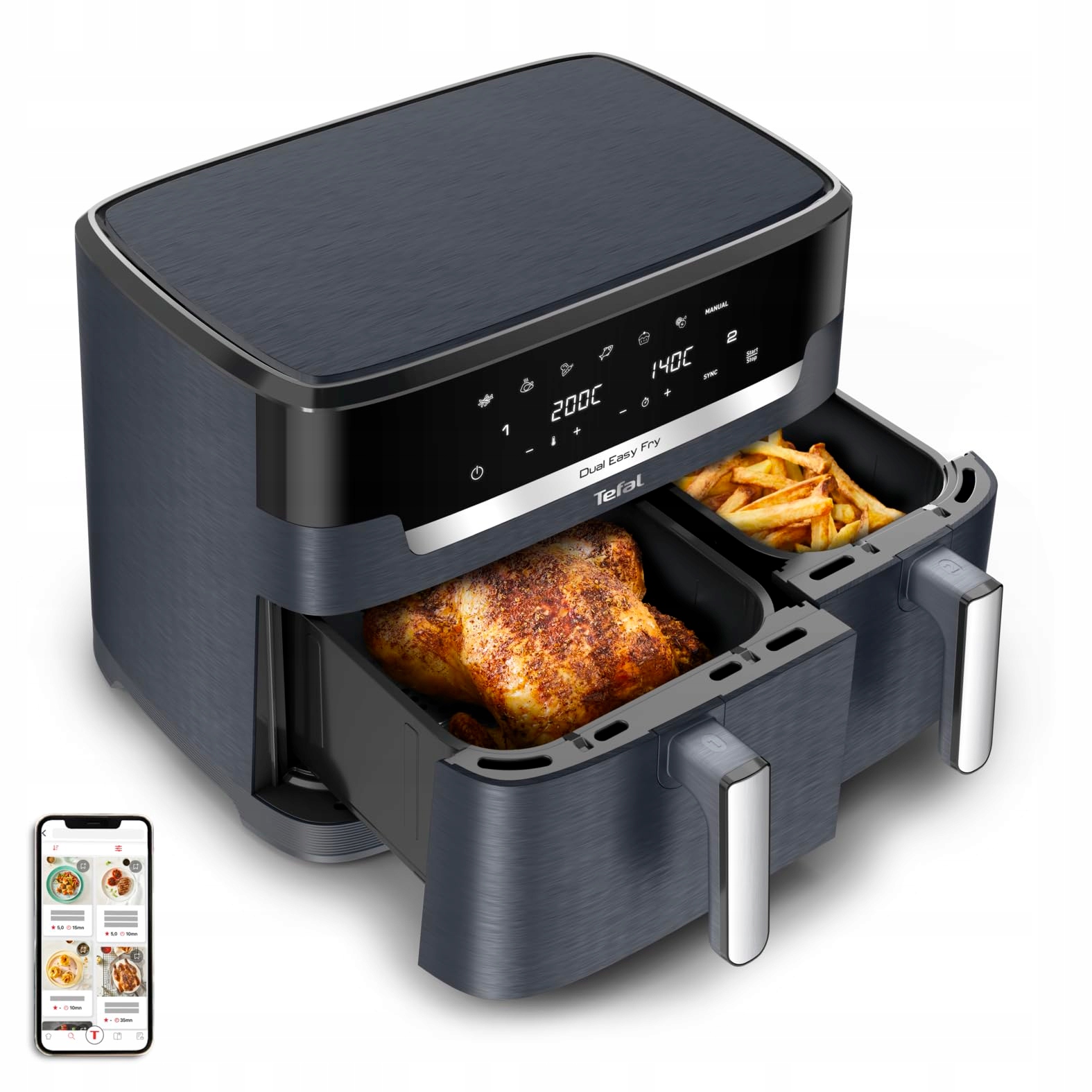 TEFAL Dual Easy Fry XXL Frytkownica Beztłuszczowa 11L 7 Programów Szara