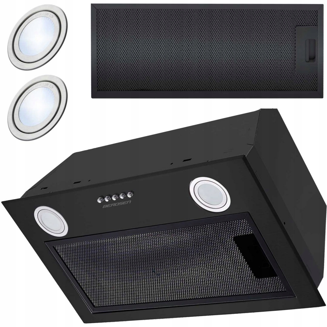 Okap Kuchenny Do Zabudowy 52cm Czarny Led Berdsen