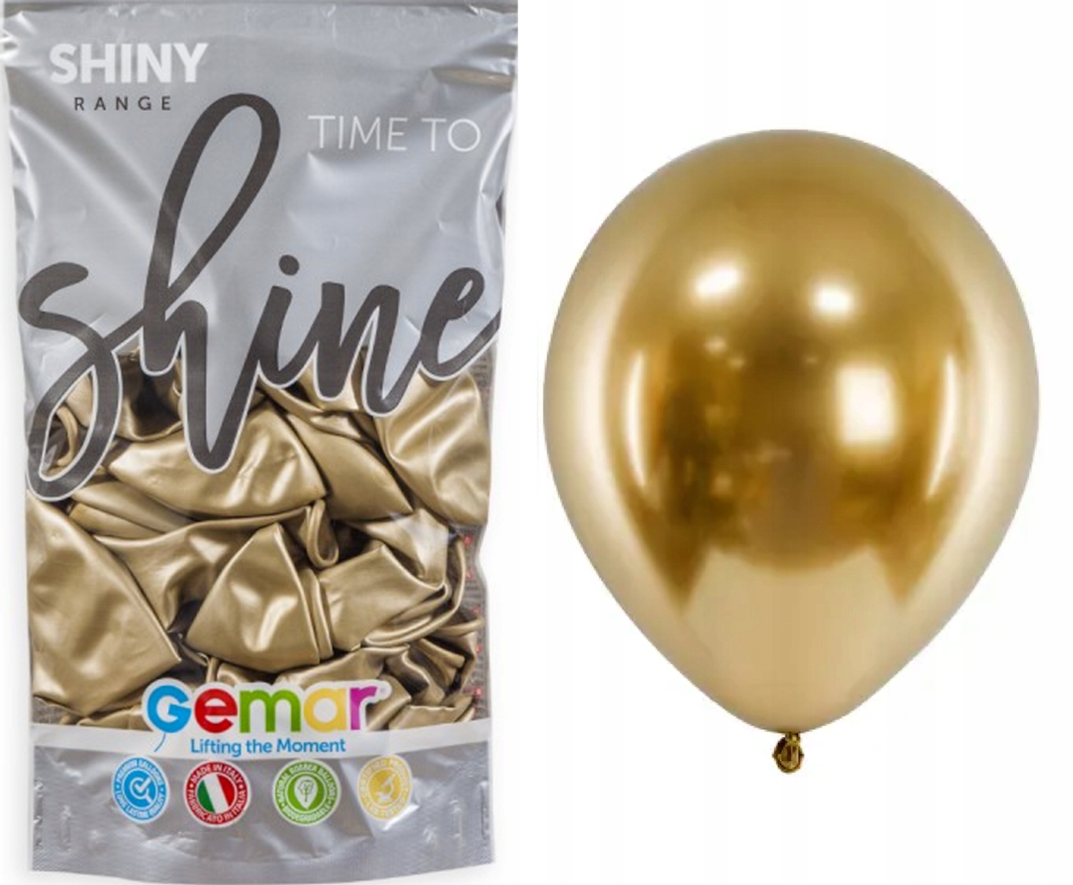 BALONY ZŁOTE 13cm 5" GEMAR Glossy Chrom Super Połysk PROFESJONALNE 100szt