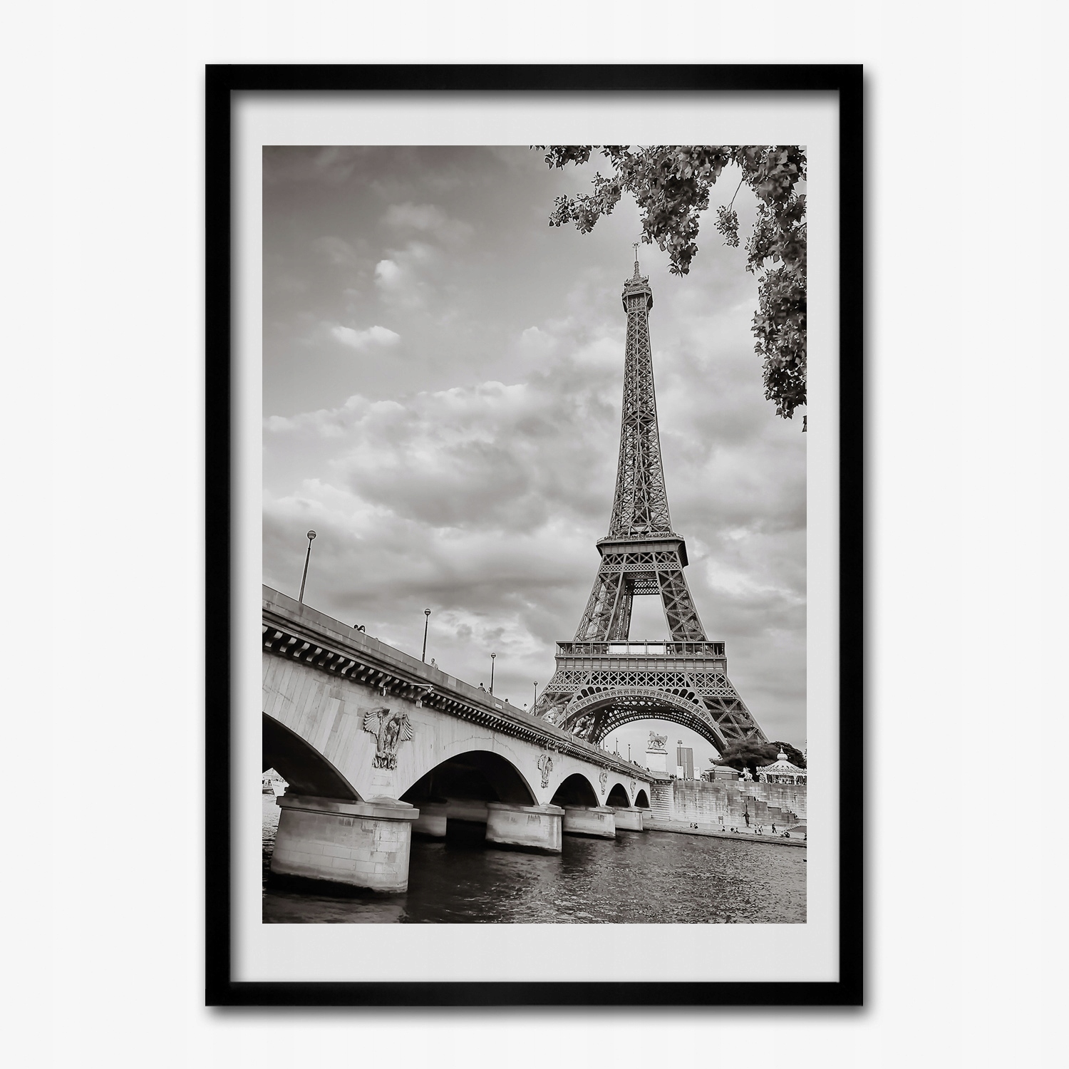Fotostěnný obraz s rámem Eiffelova věž most 50x70