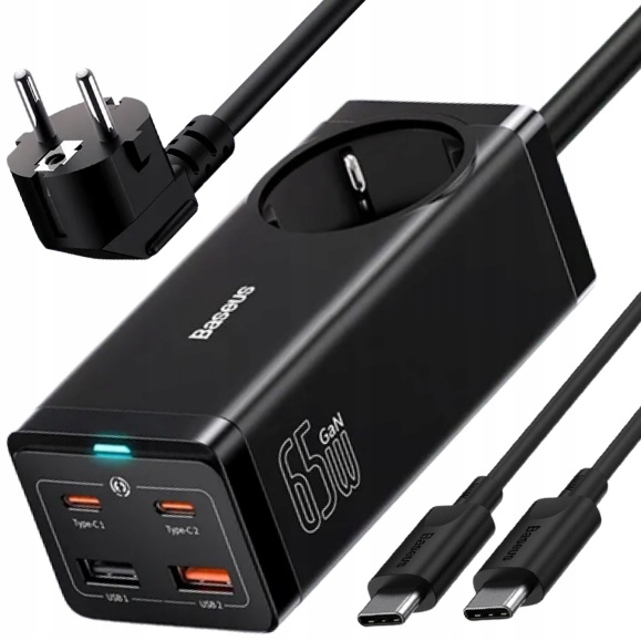 NOVOO Chargeur USB C 65W avec GaN, Chargeur Rapide Compact 2 Ports