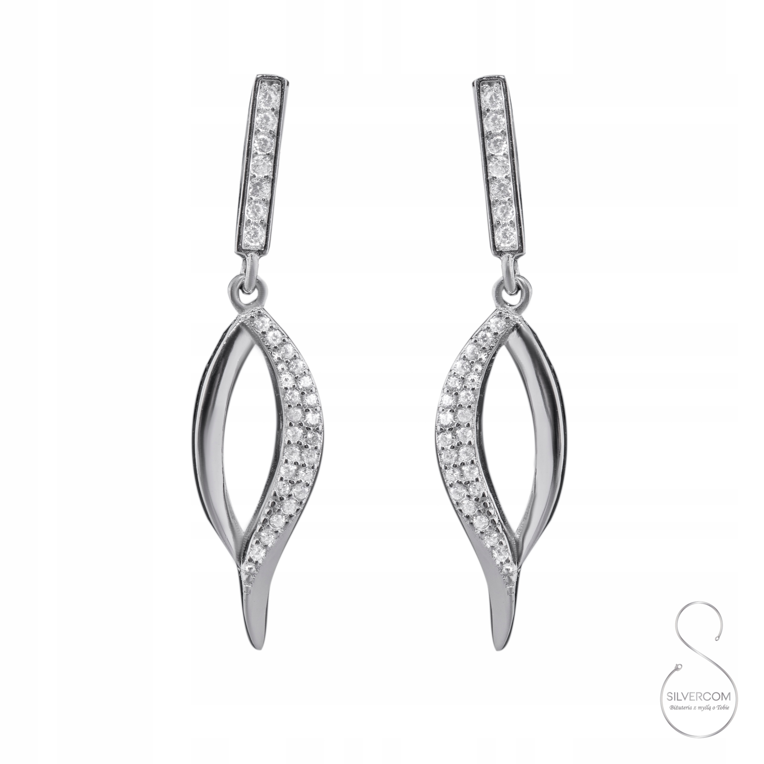Stříbrné Náušnice Celebrity Podlouhlé Slzy Se Zirkony Tyčinky Jako Dárek