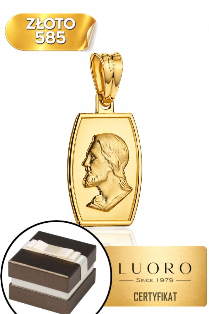 Zlatý Medailon 585 14K Ježíš Hladký Klasický 25 MM Elegantní