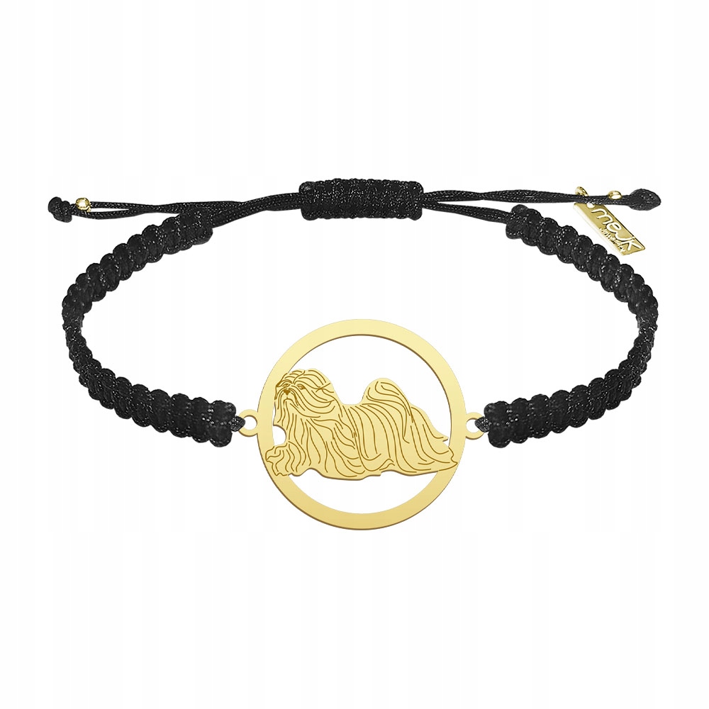 Zlatý náramek Lhasa Apso 925 Makramé Dárek Žena Gravírování Bonus