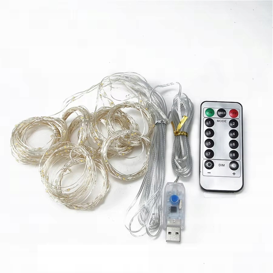 Světla Závěs Led Usb 5V 300 Led 3x3m s dálkovým ovládáním Rgb vícebarevná