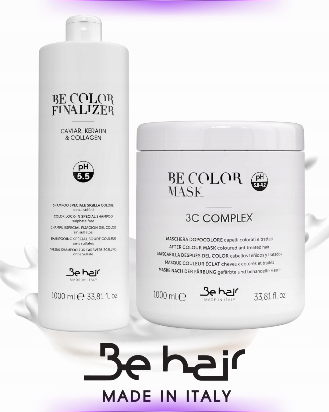 Be Color Be Hair Šampon 1000 ml ochrana barvy Maska 1000 ml Kawi+kerat+coll