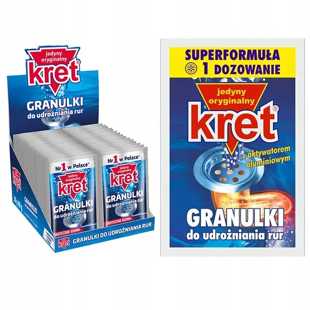 Levně Granule pro čištění trubek Kret 30 sáčků na čištění sifonů 40 g