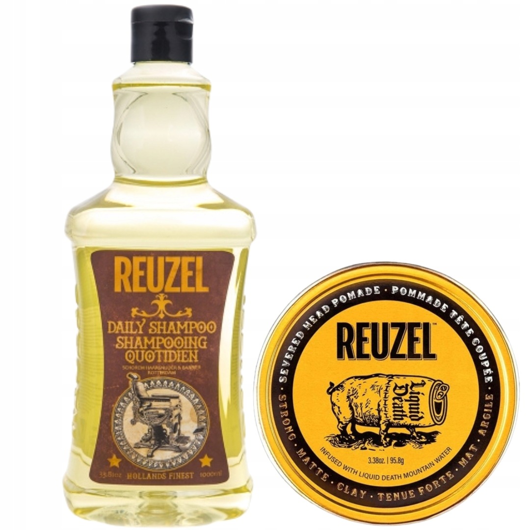 Reuzel Szampon Daily Shampoo 1000ml, Mocna Matowa Pomada Severed Head 95g