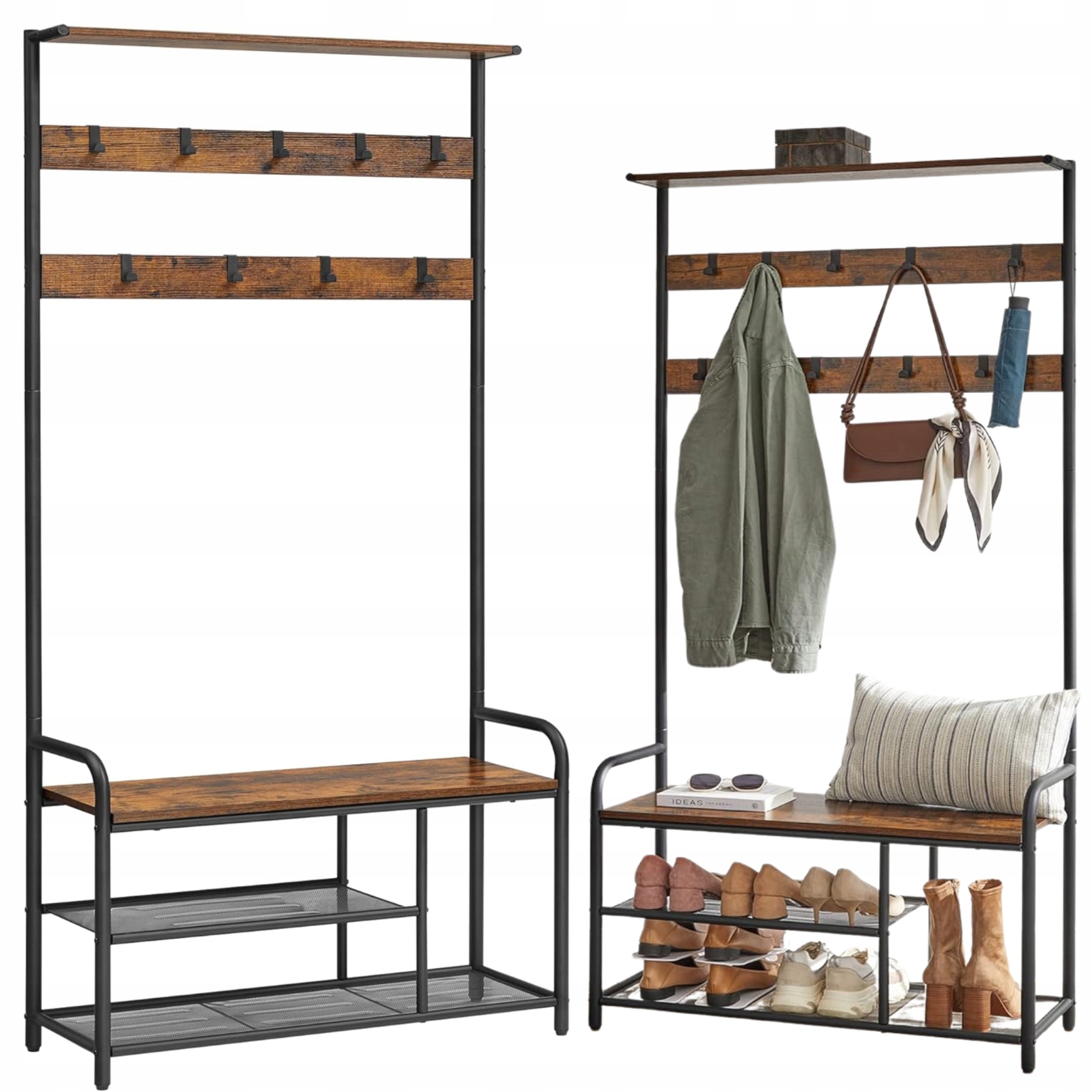 Skříňka Lavička na boty se sedákem Regál na boty Stojanový věšák Velký Loft