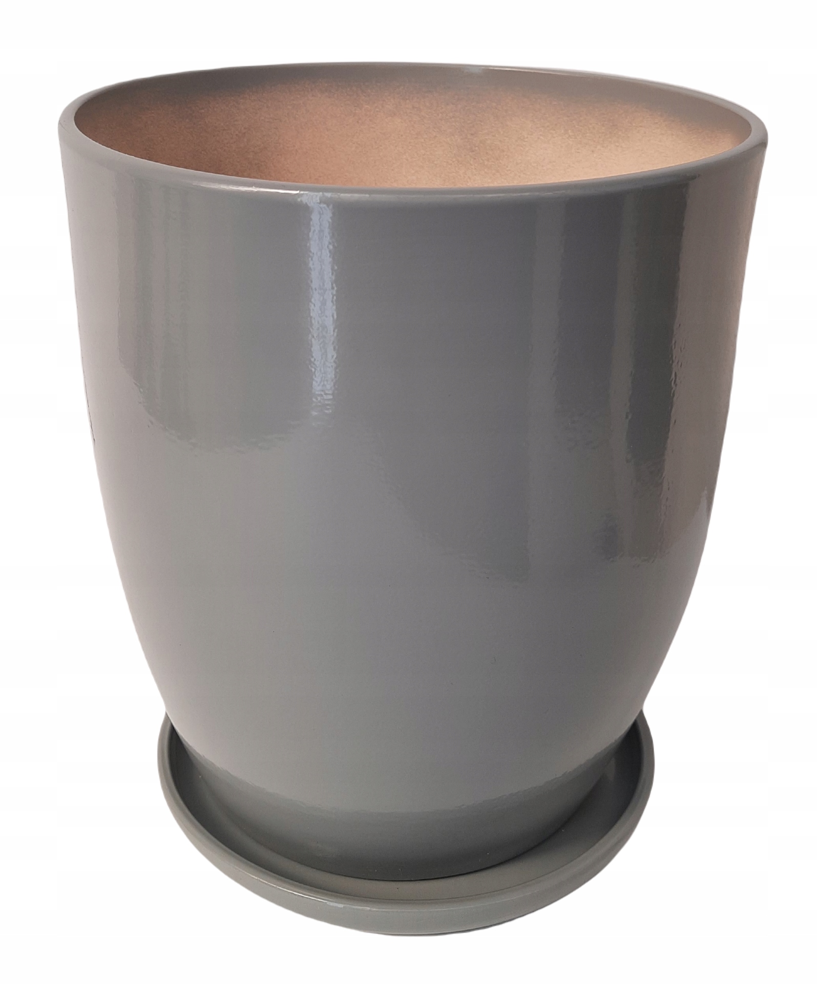 

Doniczka Osłonka Ceramiczna Z Podstawką Szara