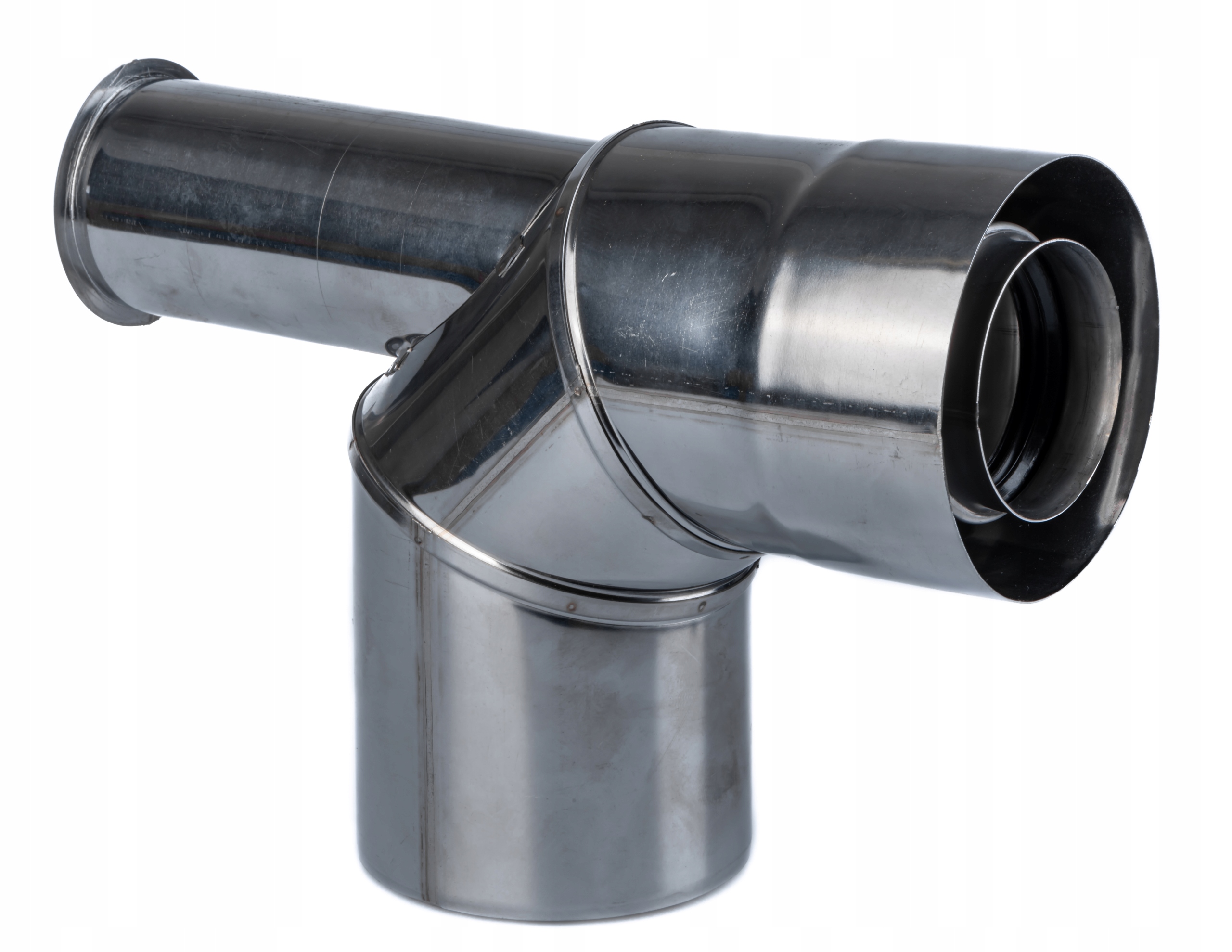 Dvoustěnné Turbo koleno (nerezová ocel 0,4 mm) 60/100 – 90 s podstavcem Sx-