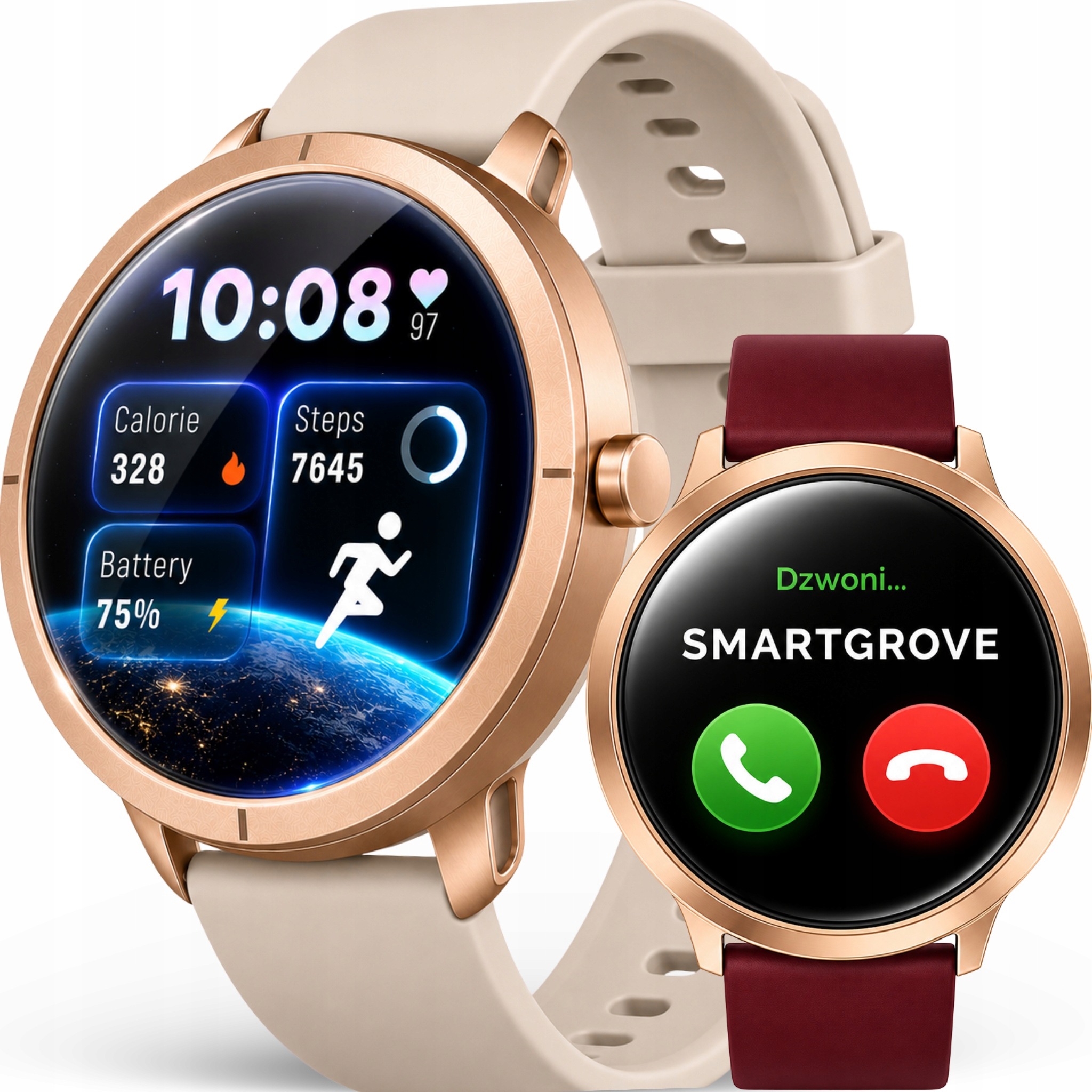 Dámske Hodinky Smartwatch Zlaté Gps Vodotesné Hovory Smart Watch