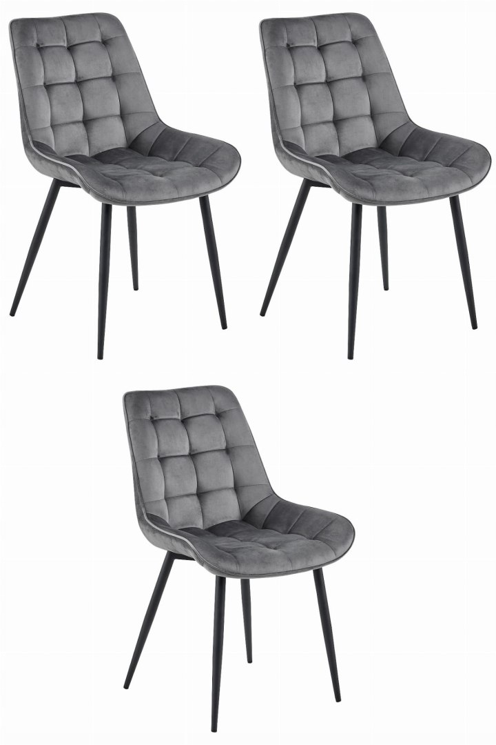 Křeslo Bera tmavě šedý samet nohy černé x 3